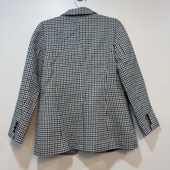 Talbots Women Blazer Jacket 2 Blue Black Checkered Single Button Jacket NEW $189 - Picture 5 of 8